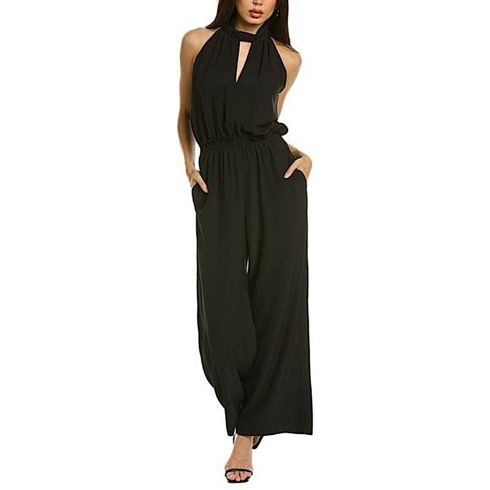 Max Studio Mock Neck Sleeveless Stretch Crepe Jumpsuit